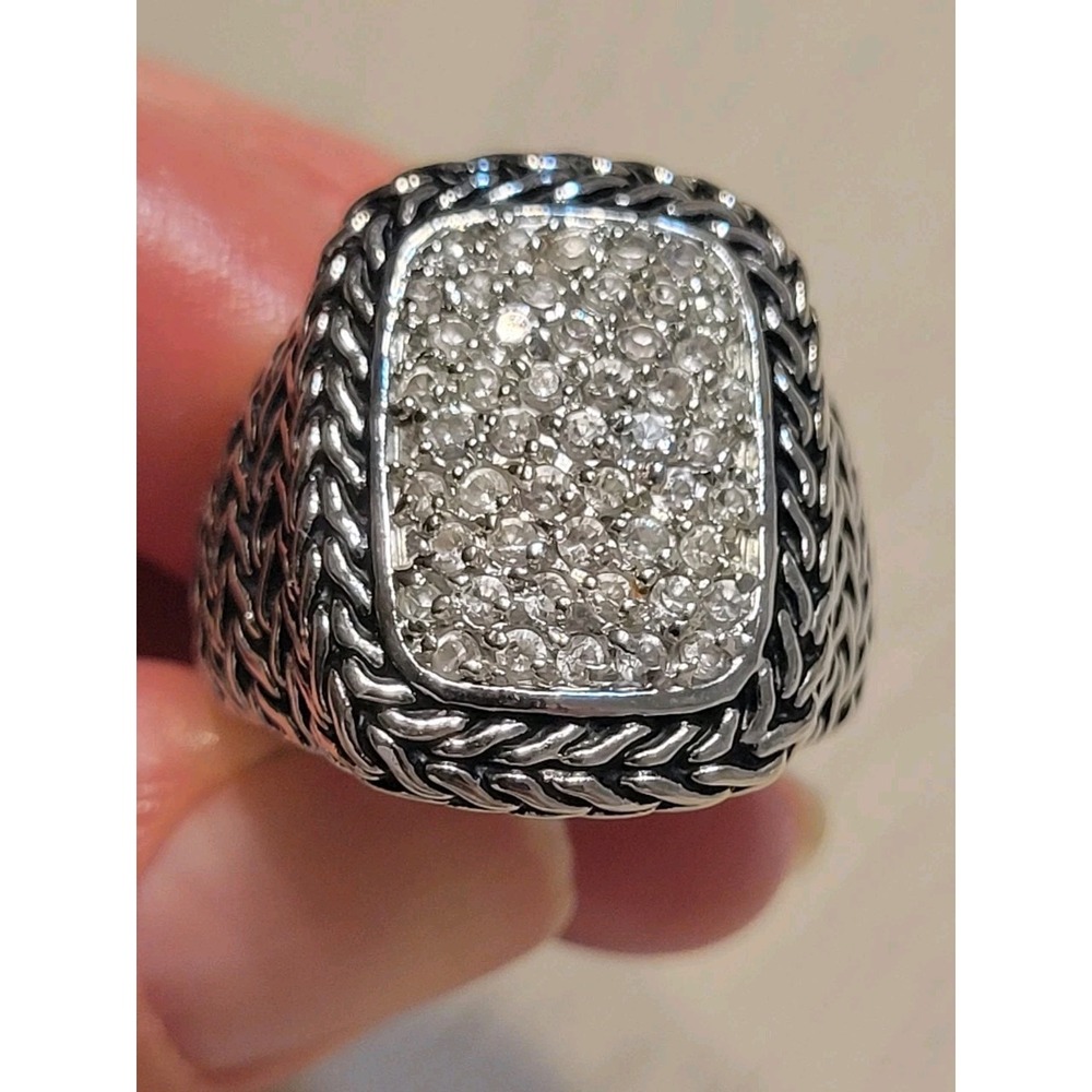 Women's‎ Silver Tone Cable Design Band Ring Size 8.5 Vtg Premier Designs